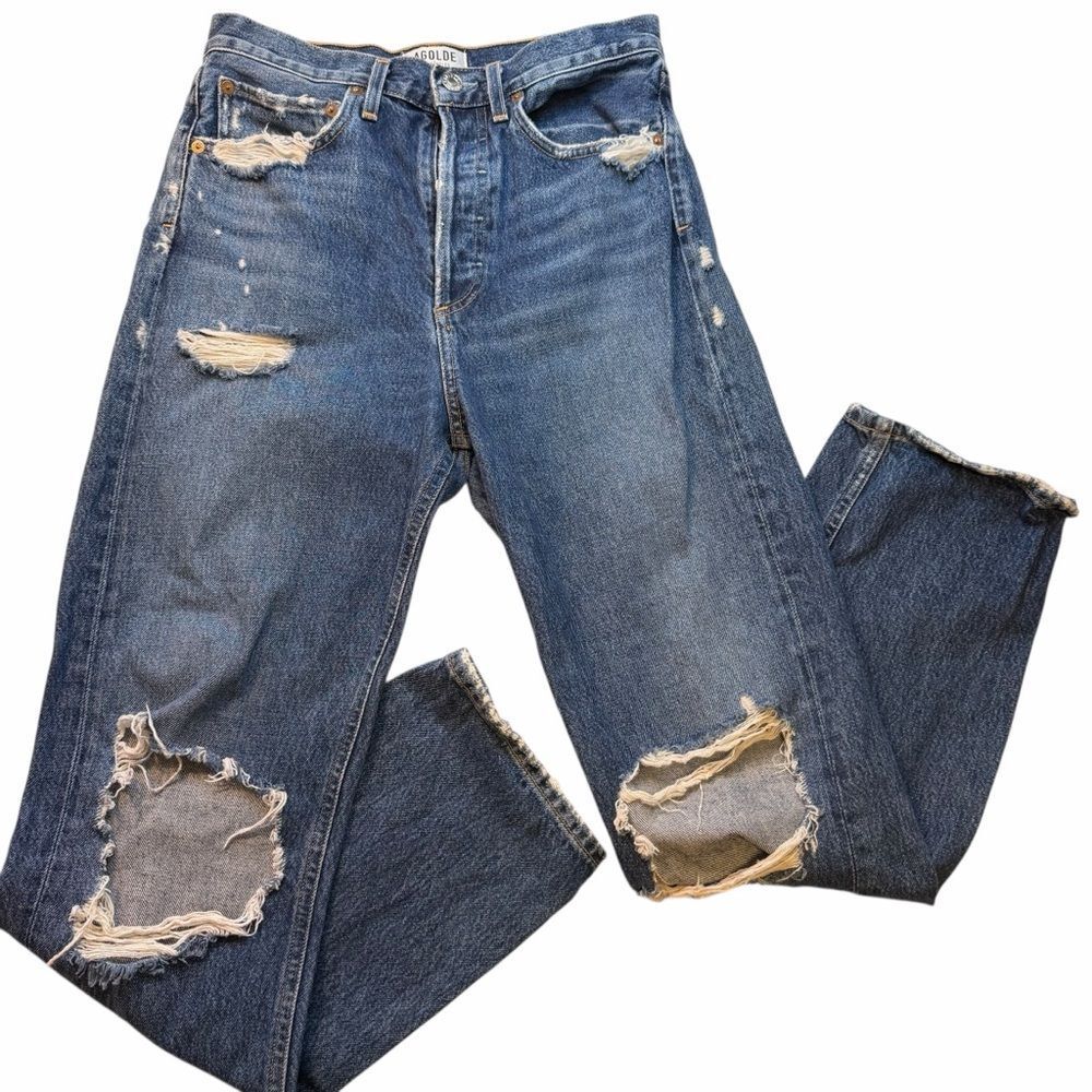 Agolde Pinch Waist High Rise 90s Loose Fit Psyche distressed straight jeans 25 - Picture 2 of 11
